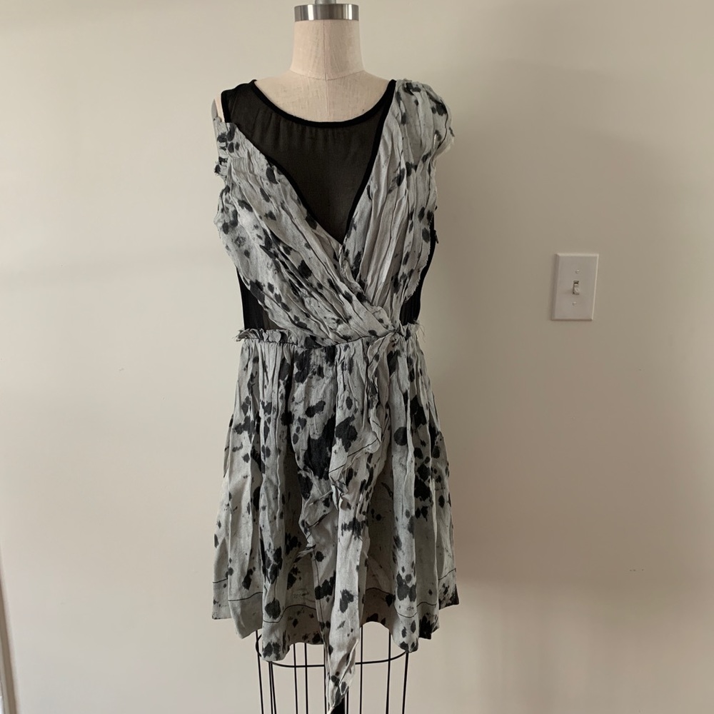 Religion tie-dye dress black grey size S